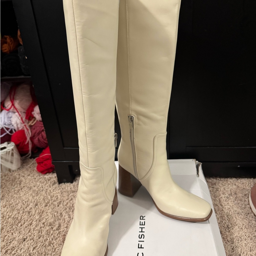 Marc Fisher Cream Knee-High Boots